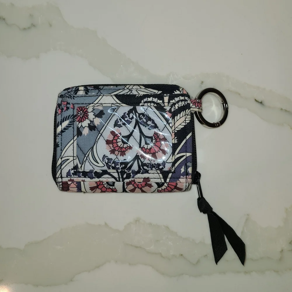Vera Bradley Floral Keychain Wallet - Black, Pink, Blue - Picture 2 of 4